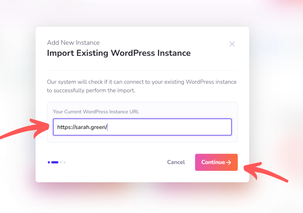 Enter WordPress URL