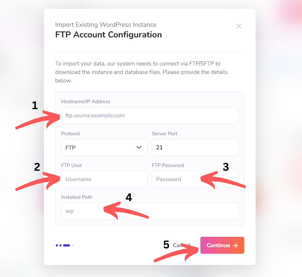 Enter Your FTP Account