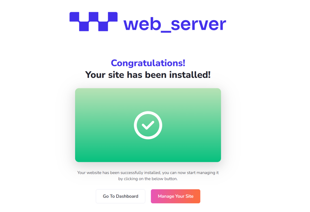 Your site has been installed