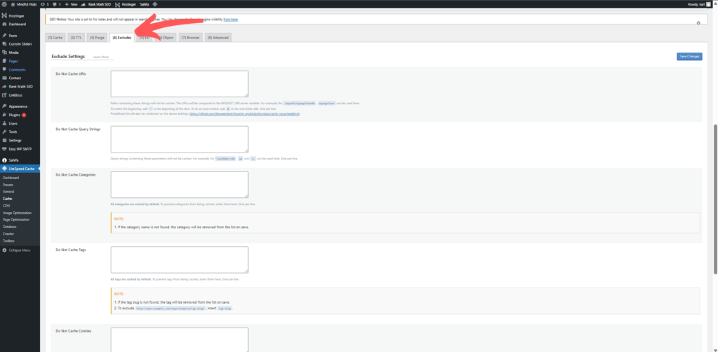Excluding Specific Pages or Content