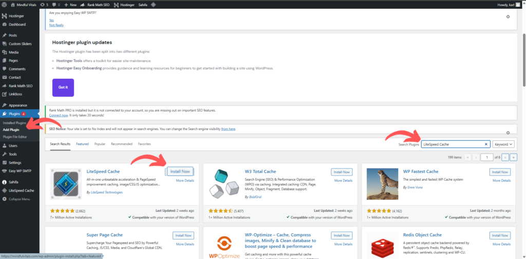 Installing LSCache for WordPress